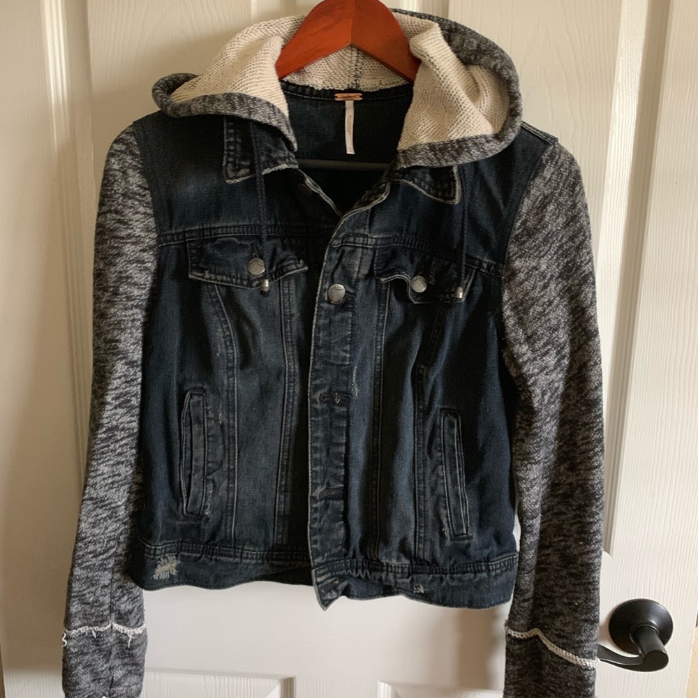 free people dark denim jacket